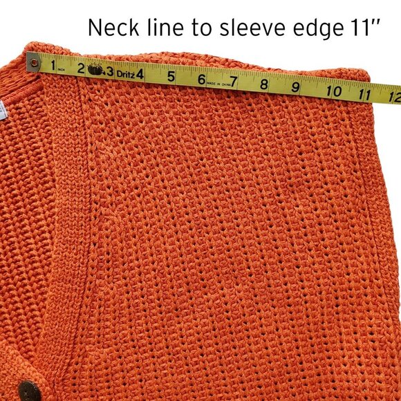 Zara Cropped Orange Knit Sleeveless 3 Button Vest / Cardigan Size S - Picture 10 of 11